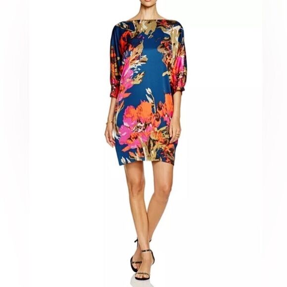 Trina Turk Naideen Floral Print Silk Dress Small - Picture 1 of 9